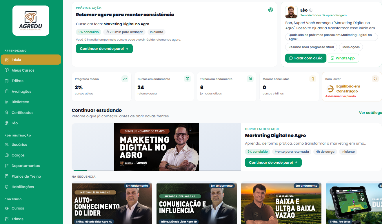 Interface da plataforma AGREDU